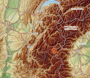 De stad Bardonecchia, Italië op de kaart, gemarkeerd met een oranje cirkel (Bron: OpenStreetMap)
