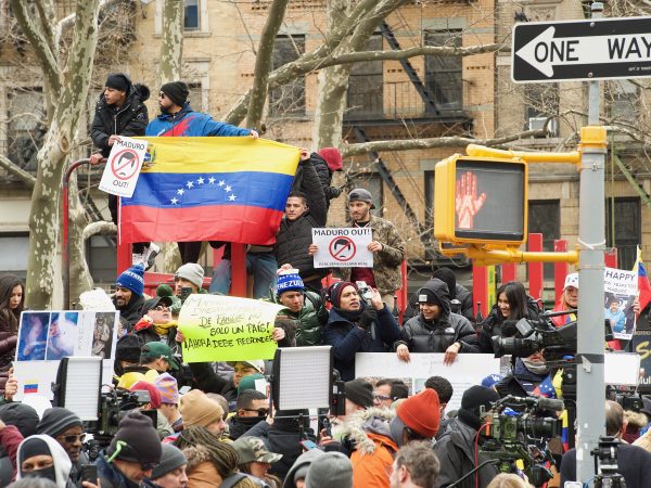 Outside Nicolás Maduro's arraignment in NYC. Photo: SWinxy on Wikimedia Commons. CC BY 4.0