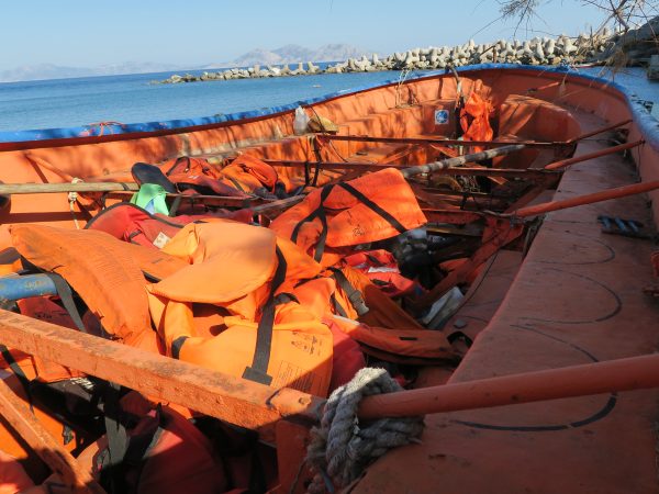 Migrant / refugee lifeboat at Therma beach. Photo source: adamansel52 / Flickr, CC BY 2.0