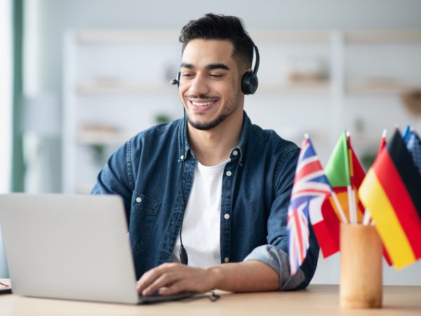 Arab,Guy,Student,Learning,Foreign,Language,Online