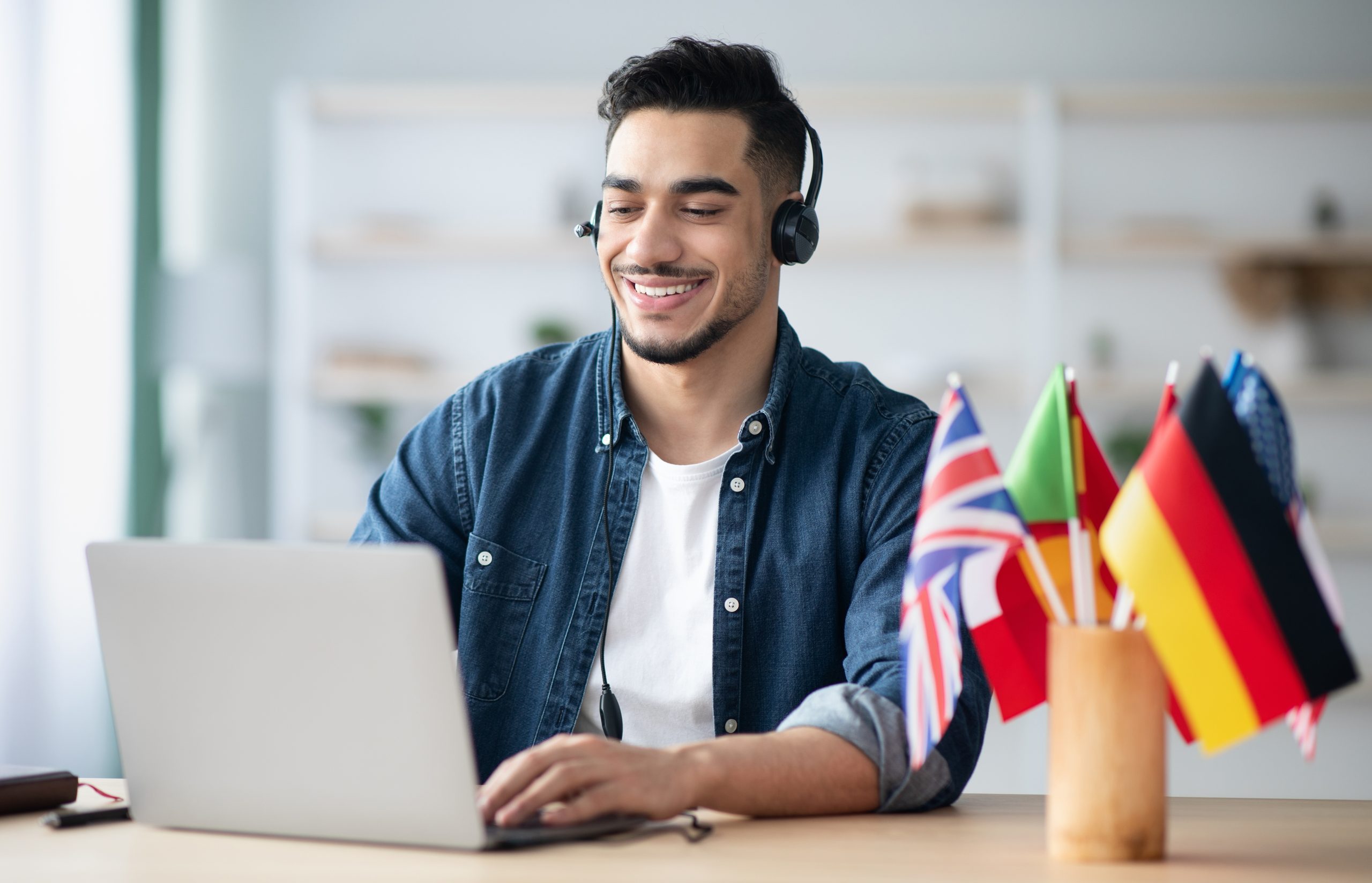 Arab,Guy,Student,Learning,Foreign,Language,Online