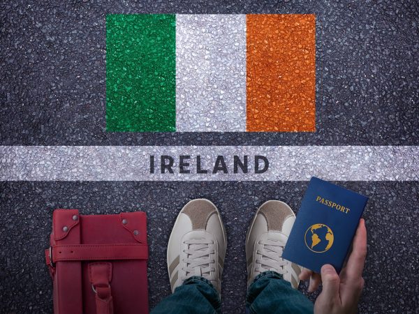 Ireland.,Traveler,Perspective,With,Bag,,Passport
