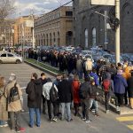 Over 5,000 Russian immigrants line up outside the Russian embassy in Yerevan, Armenia, to vote on the 2024 presidential election day (Photo: Dor Shabashevitz / Wikimedia Commons)