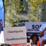Demonstration in Paris in support of the Aquarius and the rescue of migrants in the Mediterranean Sea. Photo source: Jeanne Menjoulet, / Flickr, CC BY 2.0