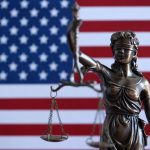 US flag, justice, court