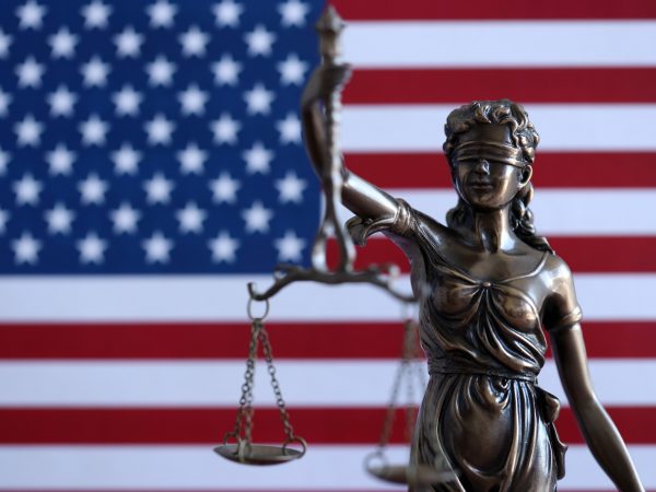 US flag, justice, court