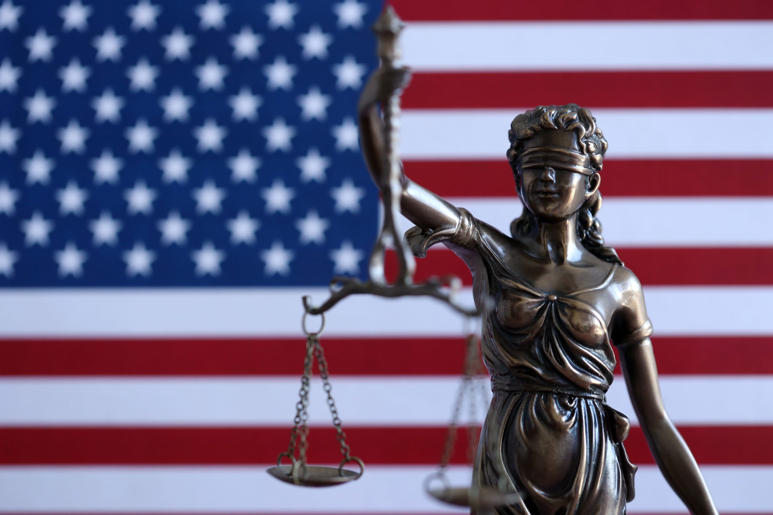 US flag, justice, court